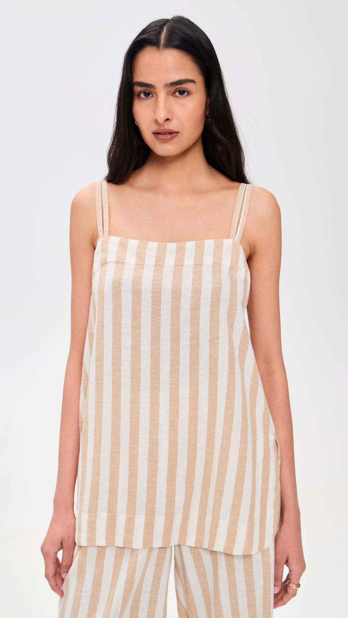 Hemp Tank Cream/Taupe Stripe