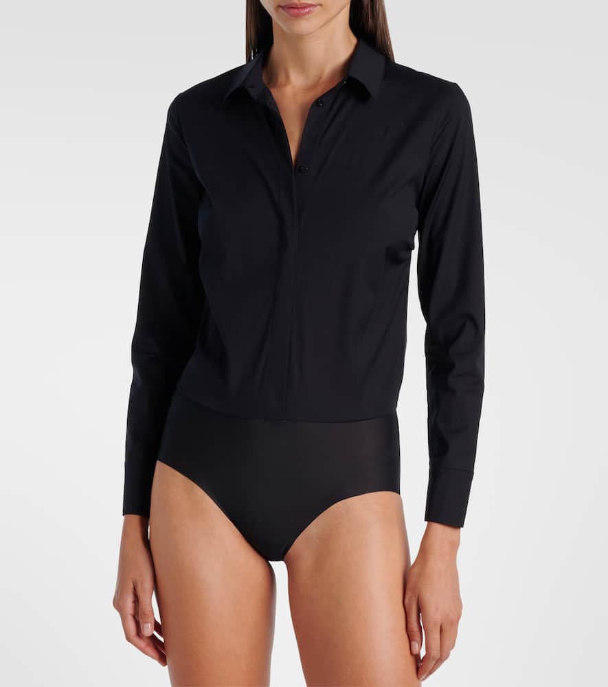 Cotton-blend poplin bodysuit