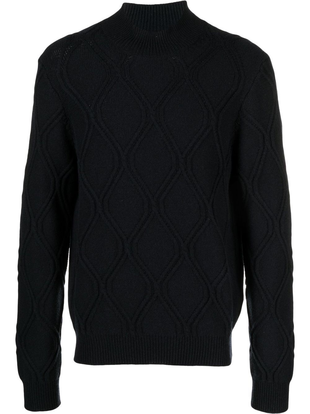 Cable-knit turtleneck jumper - Blue