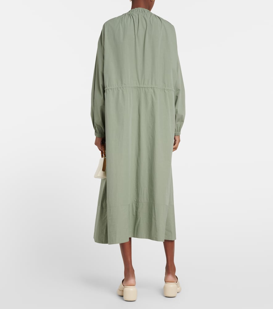 Drawstring poplin maxi dress