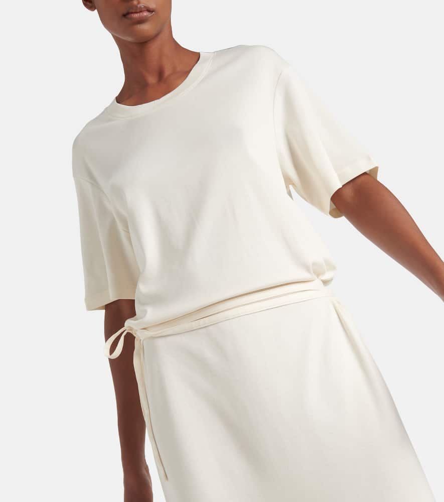Belted cotton jersey midi dress