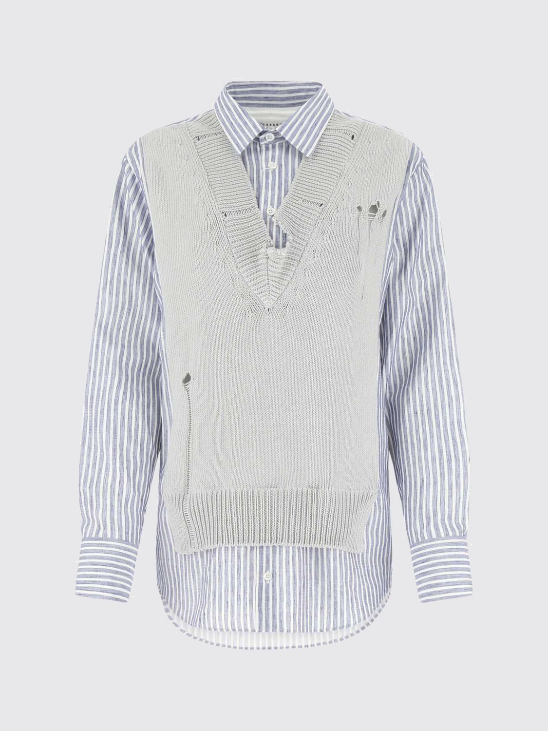 Layered knit-detail shirt - Blue