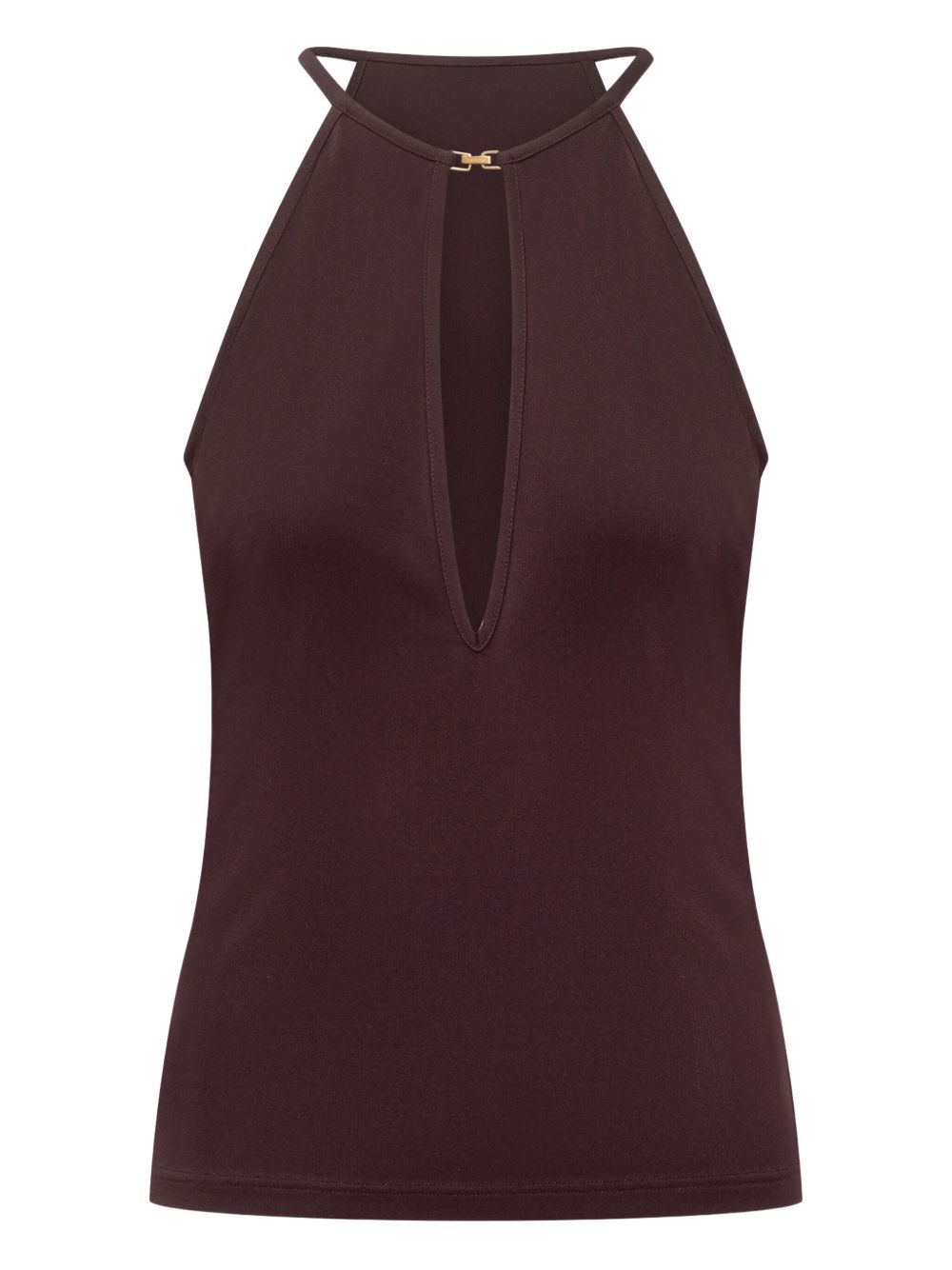 Halterneck jersey top - Brown