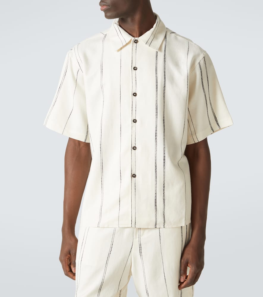 Striped linen and cotton shirt