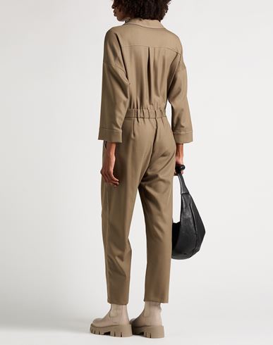 Woman Jumpsuit Khaki Size 8 Polyester, Virgin Wool, Elastane