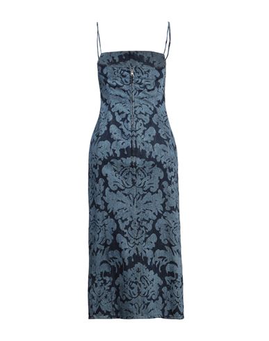 Woman Midi dress Blue Size 6 Cotton