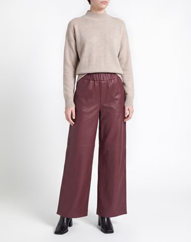 Woman Pants Burgundy Size 0 Lambskin