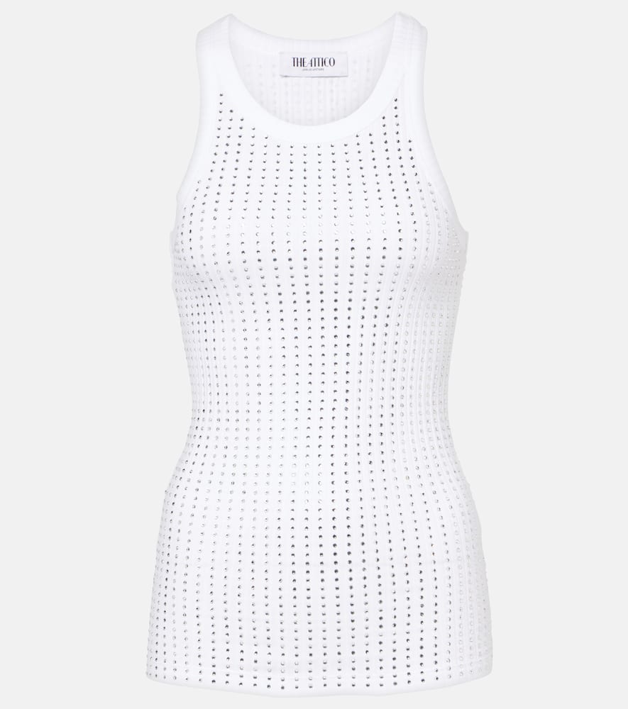 Embellished cotton jersey top