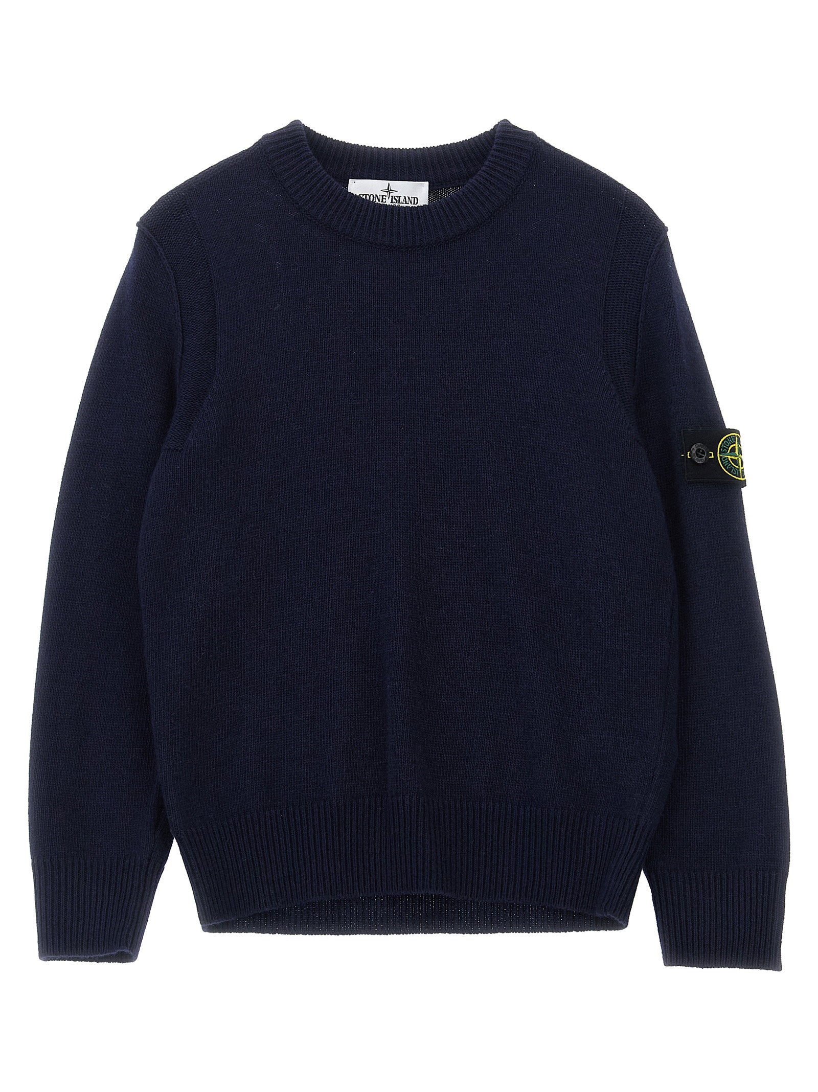 Logo-Badge Wool Blend Sweater — Navy