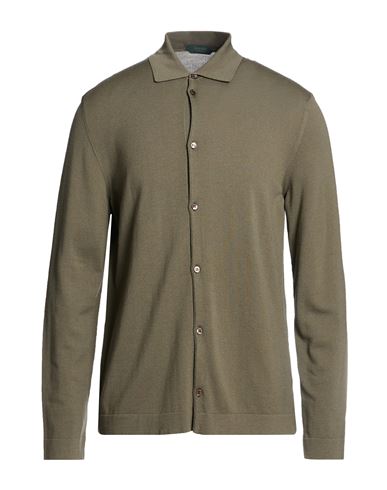 By Slowear Man Shirt Military green Size 36 Virgin Wool, Polyamide