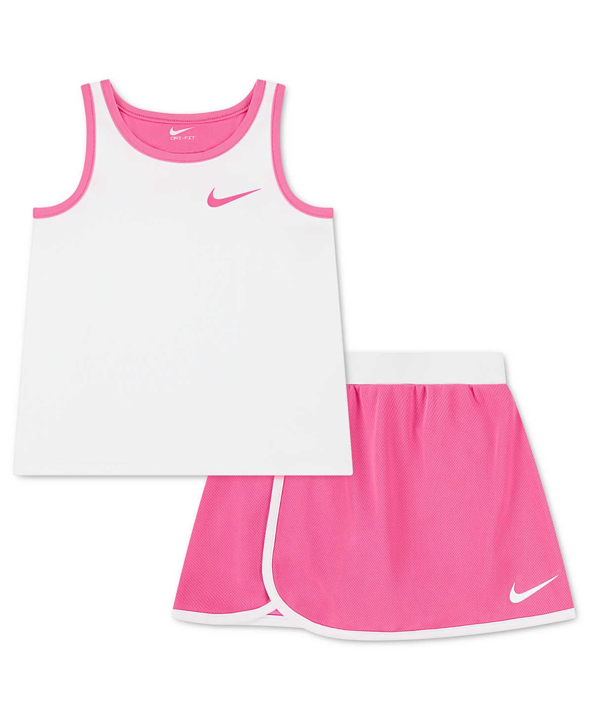 Girls' 4-6X Dri-fit Color-Blocked Tank Top and Skort, 2-Piece Set - Pink Glow