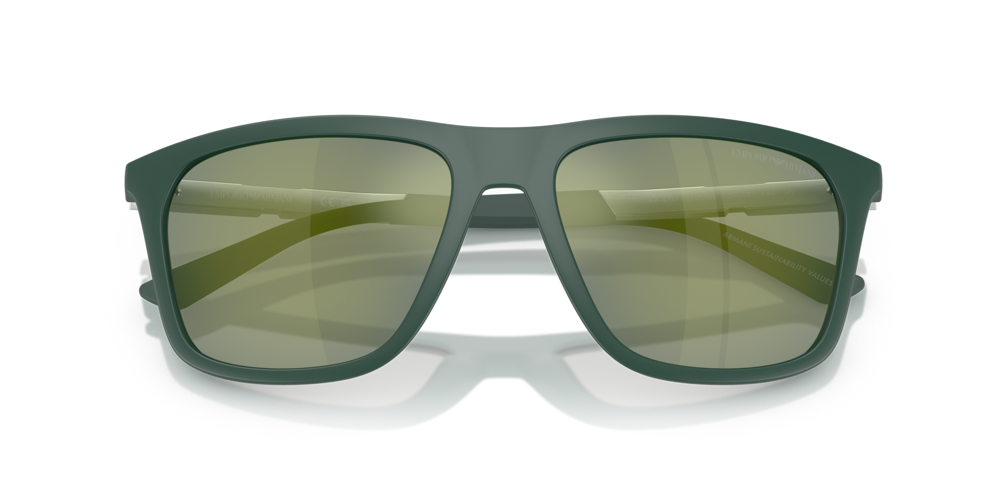 Emporio Armani Man Emporio Armani EA4237 61906R Sunglasses Injected Green Grey Squared Mirrored