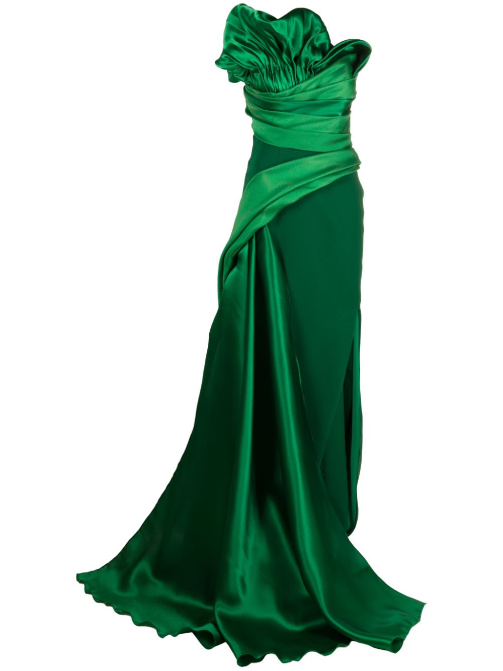 Draped strapless gown - Green
