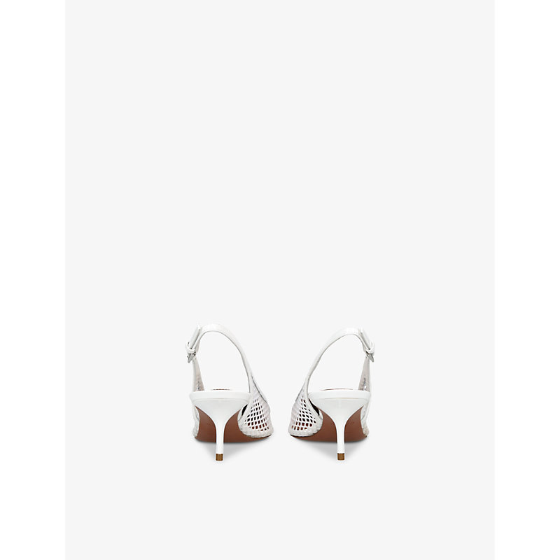 Womens White Coeur 55 Patent-leather Slingback Courts