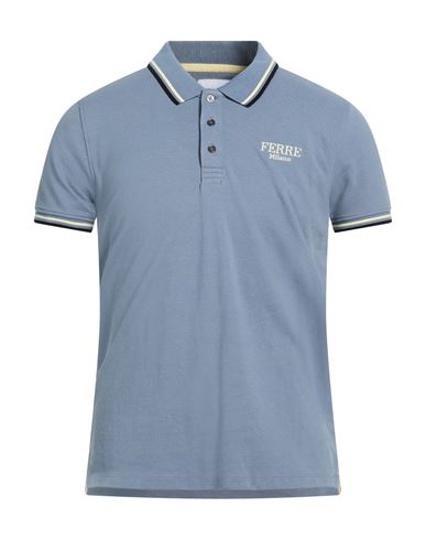 Man Polo shirt Slate blue Size L Cotton
