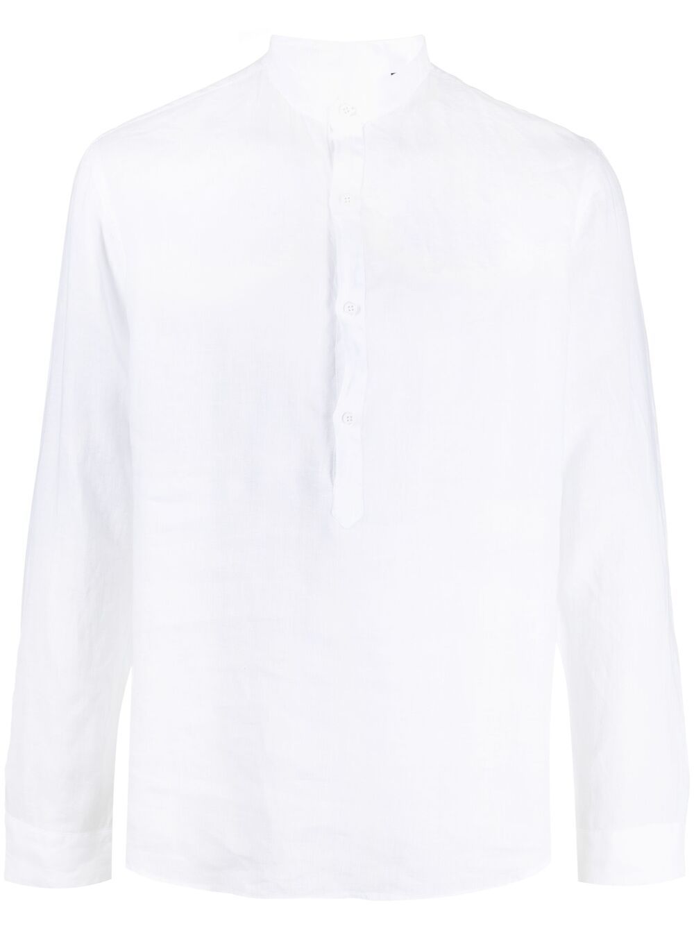 Mandarin-collar linen shirt - White