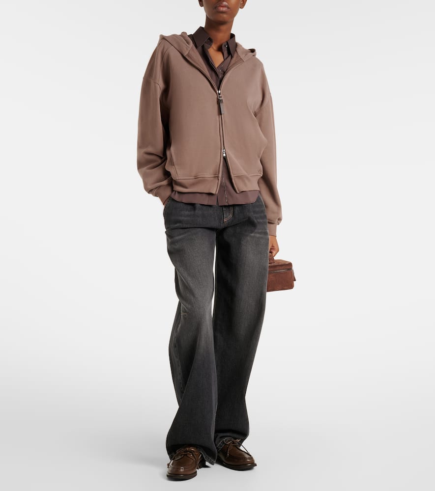 Cotton jersey zip-up hoodie