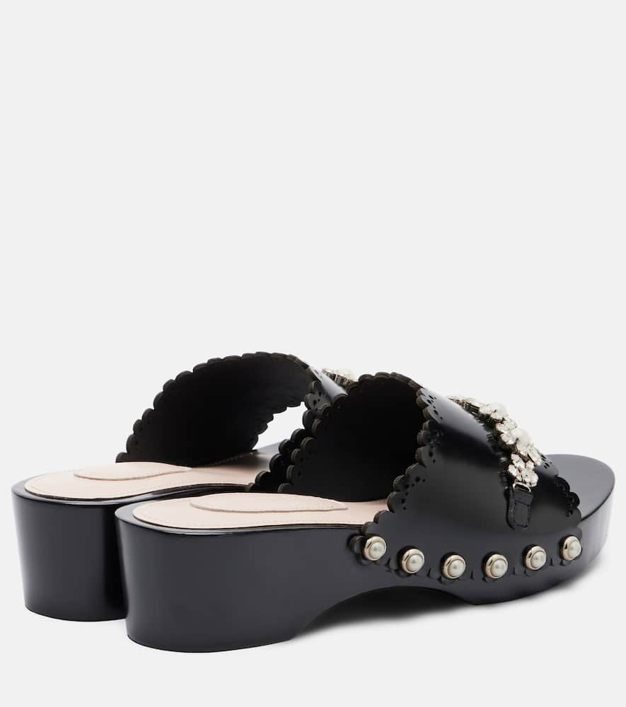 Embellished leather clogs