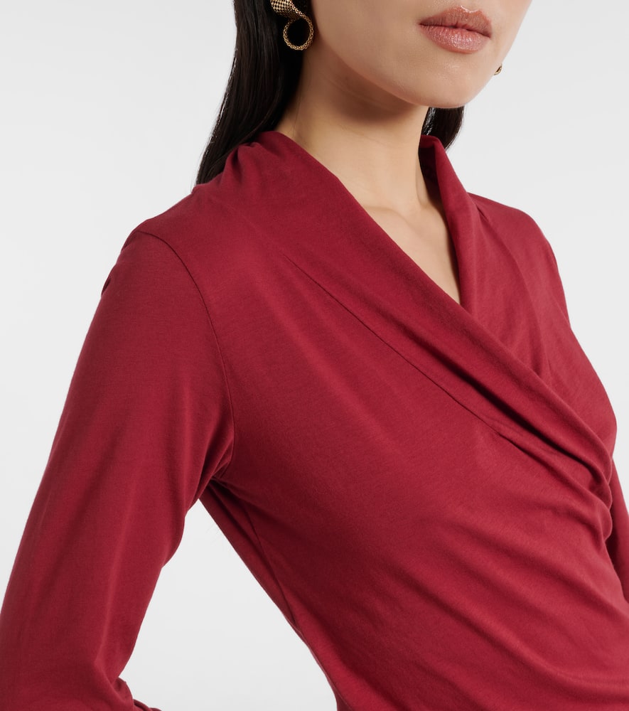 Meri cotton-blend jersey wrap top