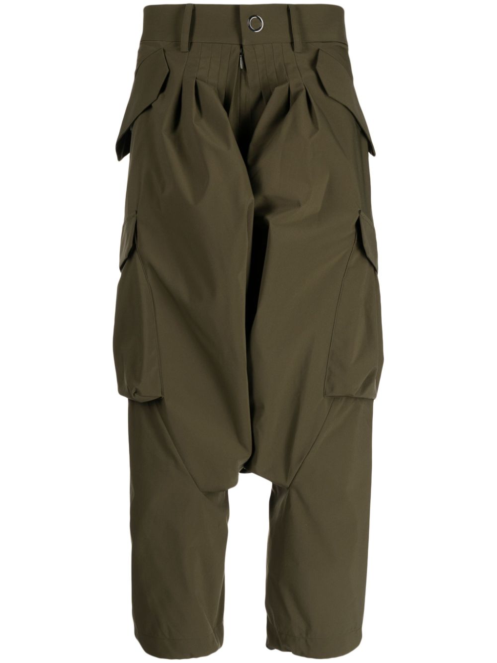 Drop-crotch cargo trousers - Green