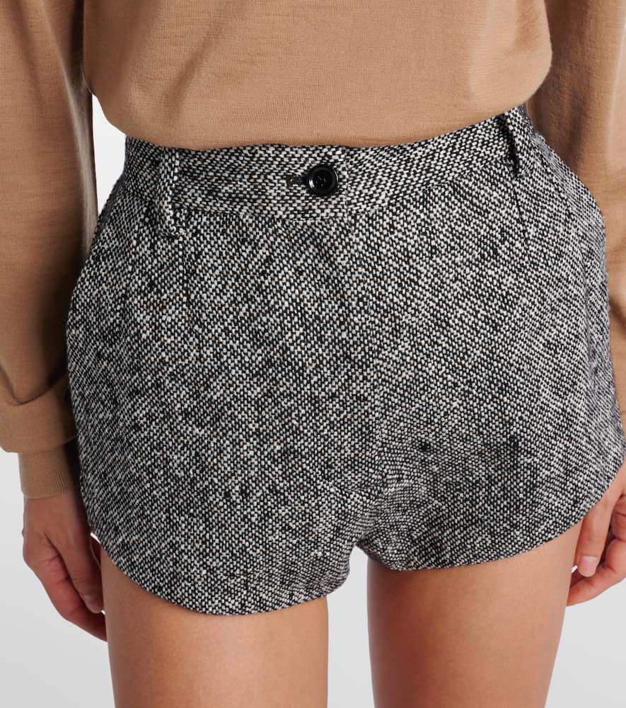High-rise wool and cotton-blend shorts