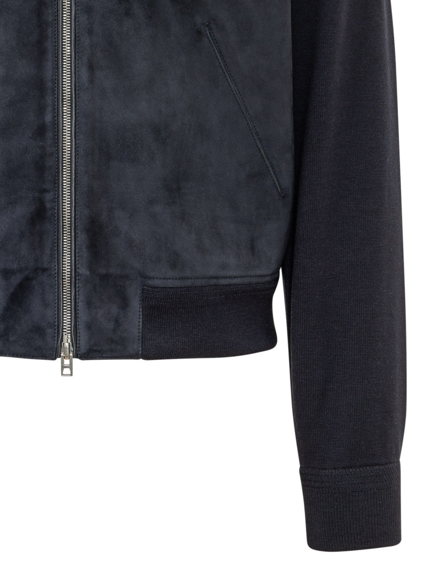 Navy Blue Mock Collar Jacket