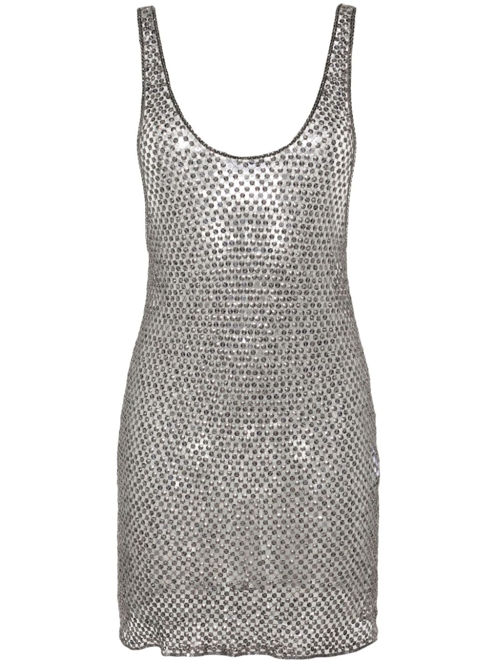 Sequin-embellished fishnet mini dress - Silver