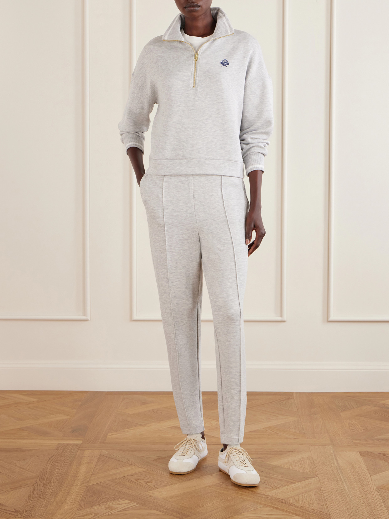 Bertie Stretch-jersey Half-zip Sweatshirt - Gray