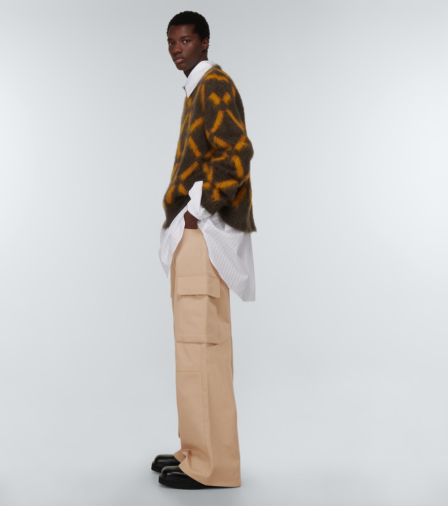 Wide-leg cotton gabardine cargo pants