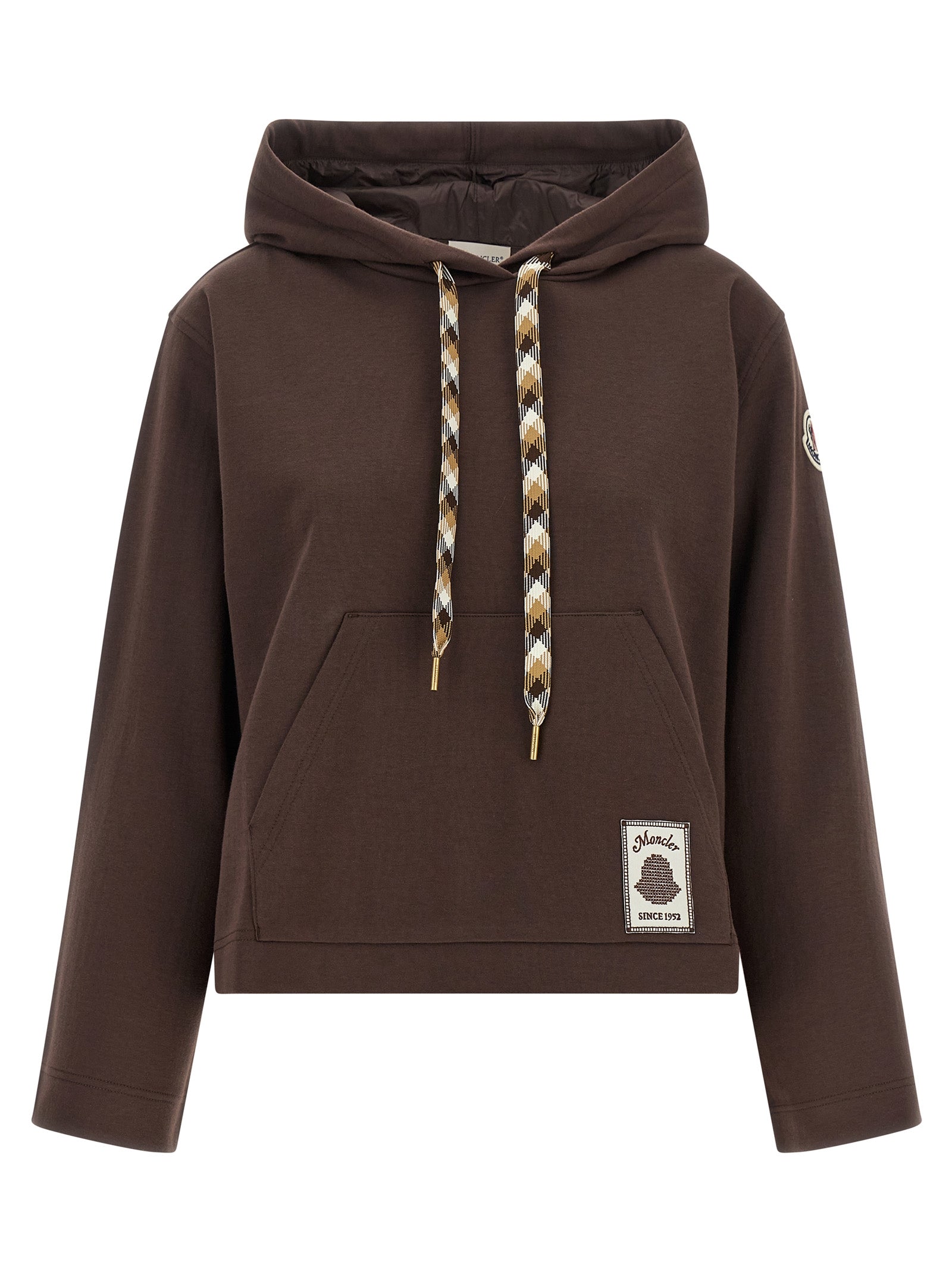 Cotton-Blend Drawstring Hoodie — Brown