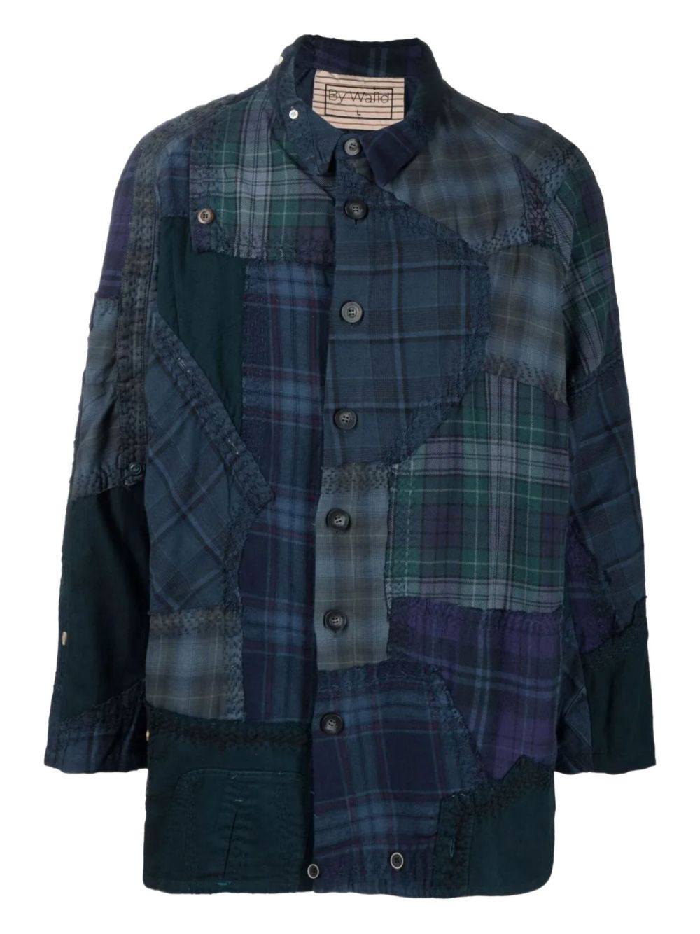 Patchwork button-up shirt - Blue