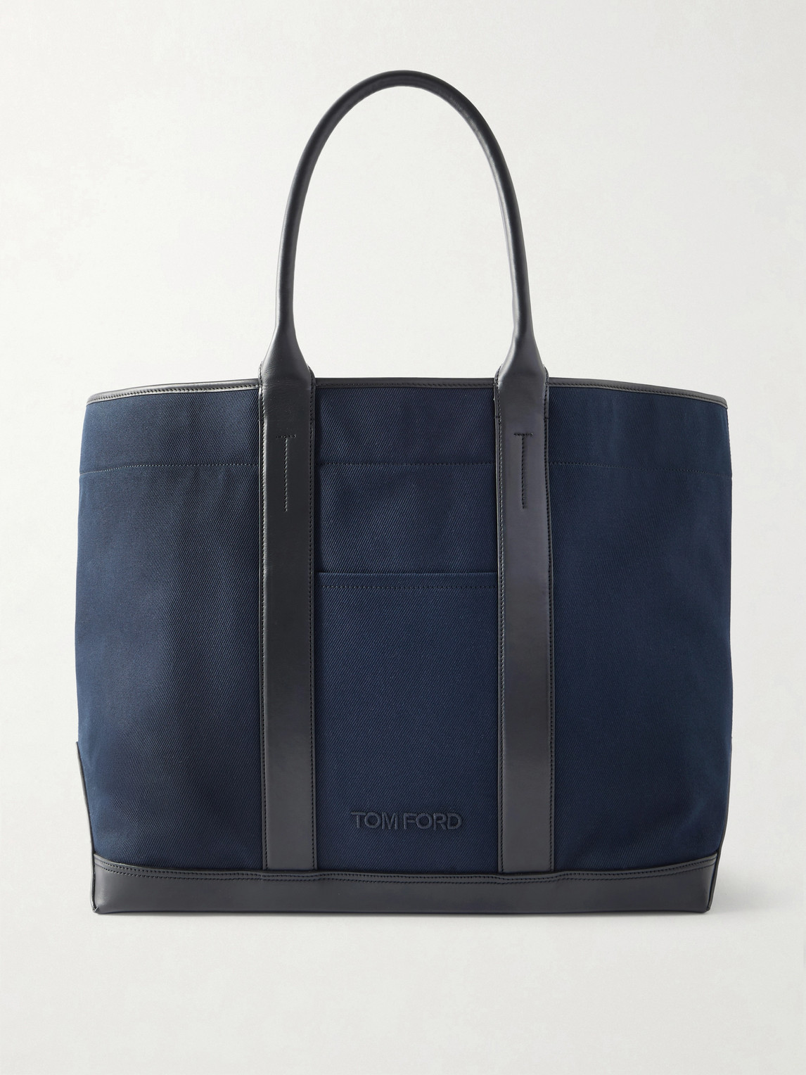 Leather-Trimmed Canvas Weekend Bag