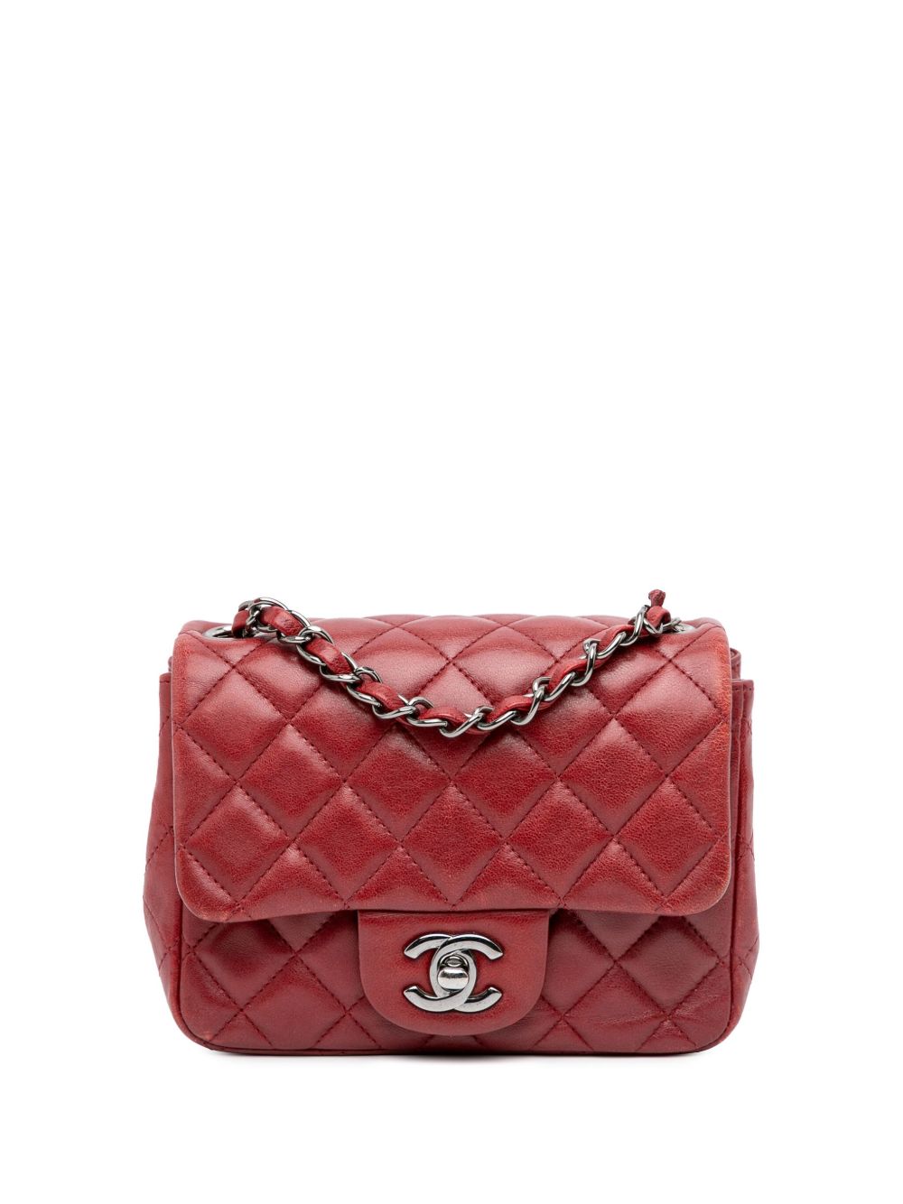 CHANEL Pre-Owned 2013-2014 Mini Square Classic Lambskin Single Flap crossbody bag - Red