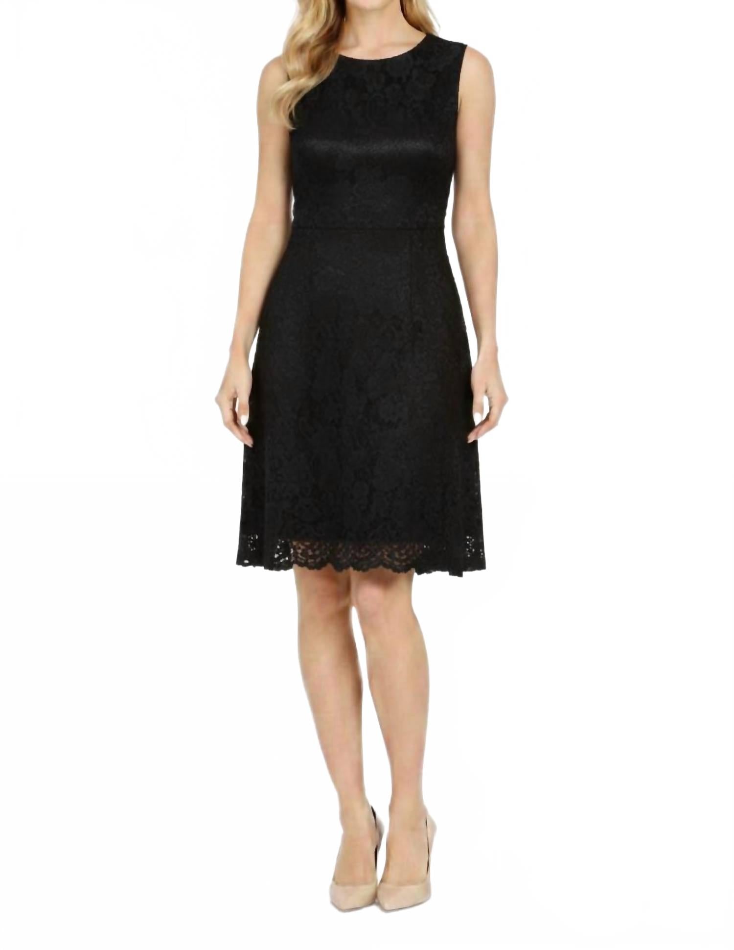 Sleeveless Lace Dress In Black