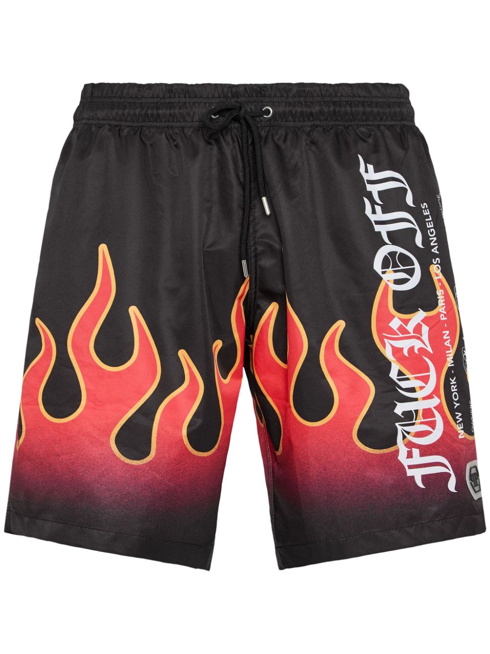Flame-print swim shorts - Black