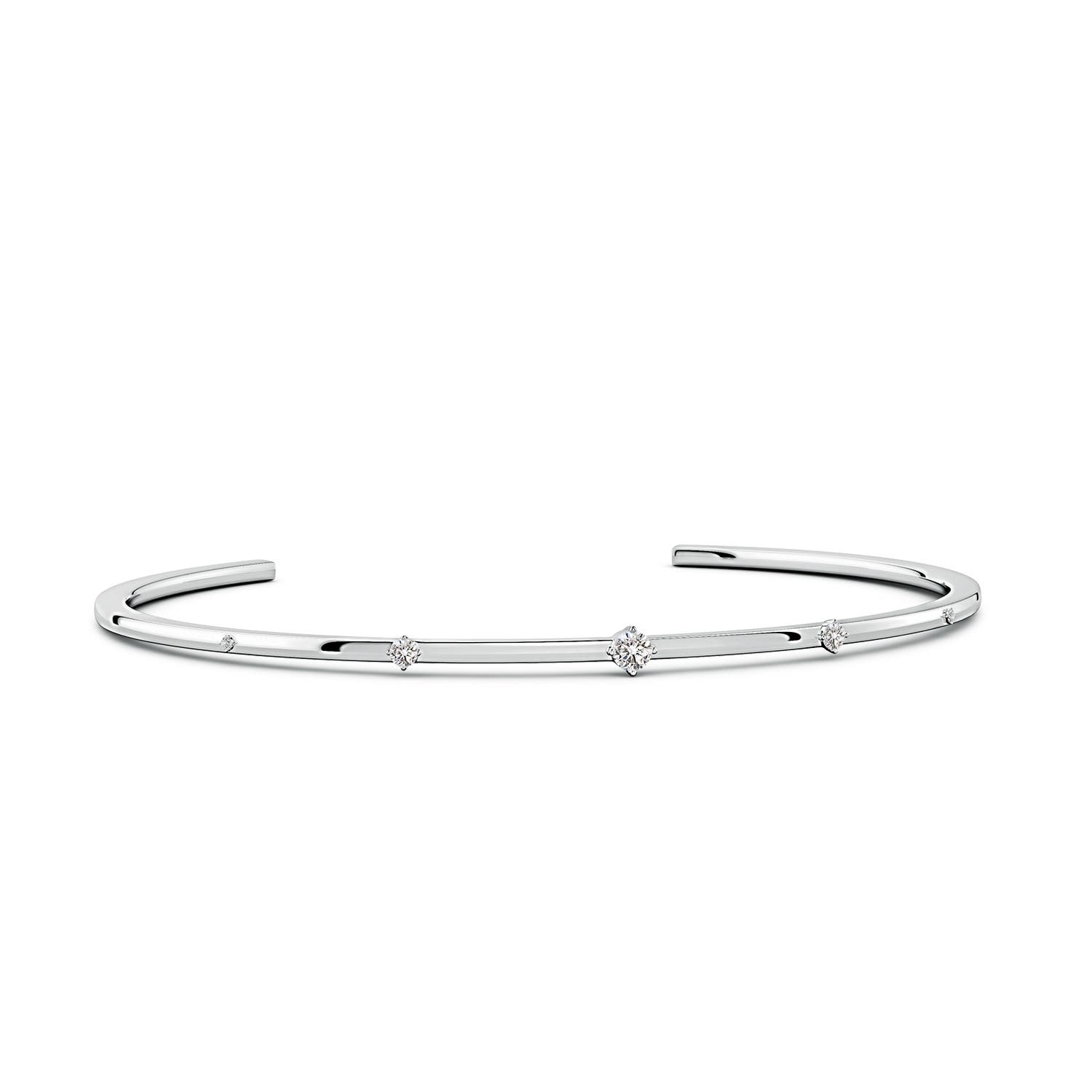 Angara 3 MM Five-Stone Round Diamond Station Cuff Bracelet in 18K White Gold