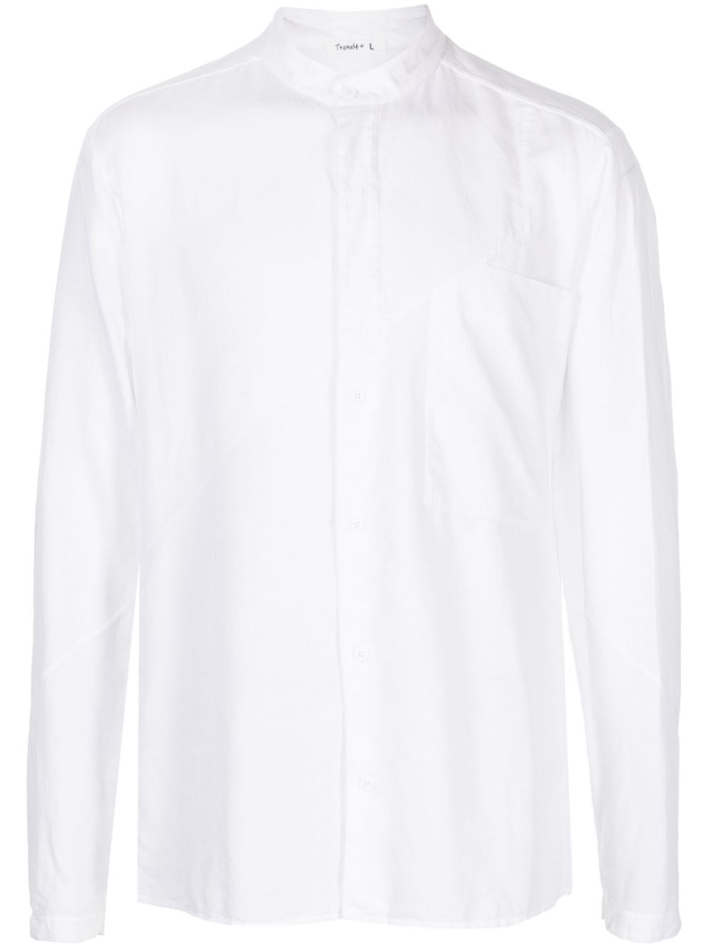 Band-collar panelled shirt - White