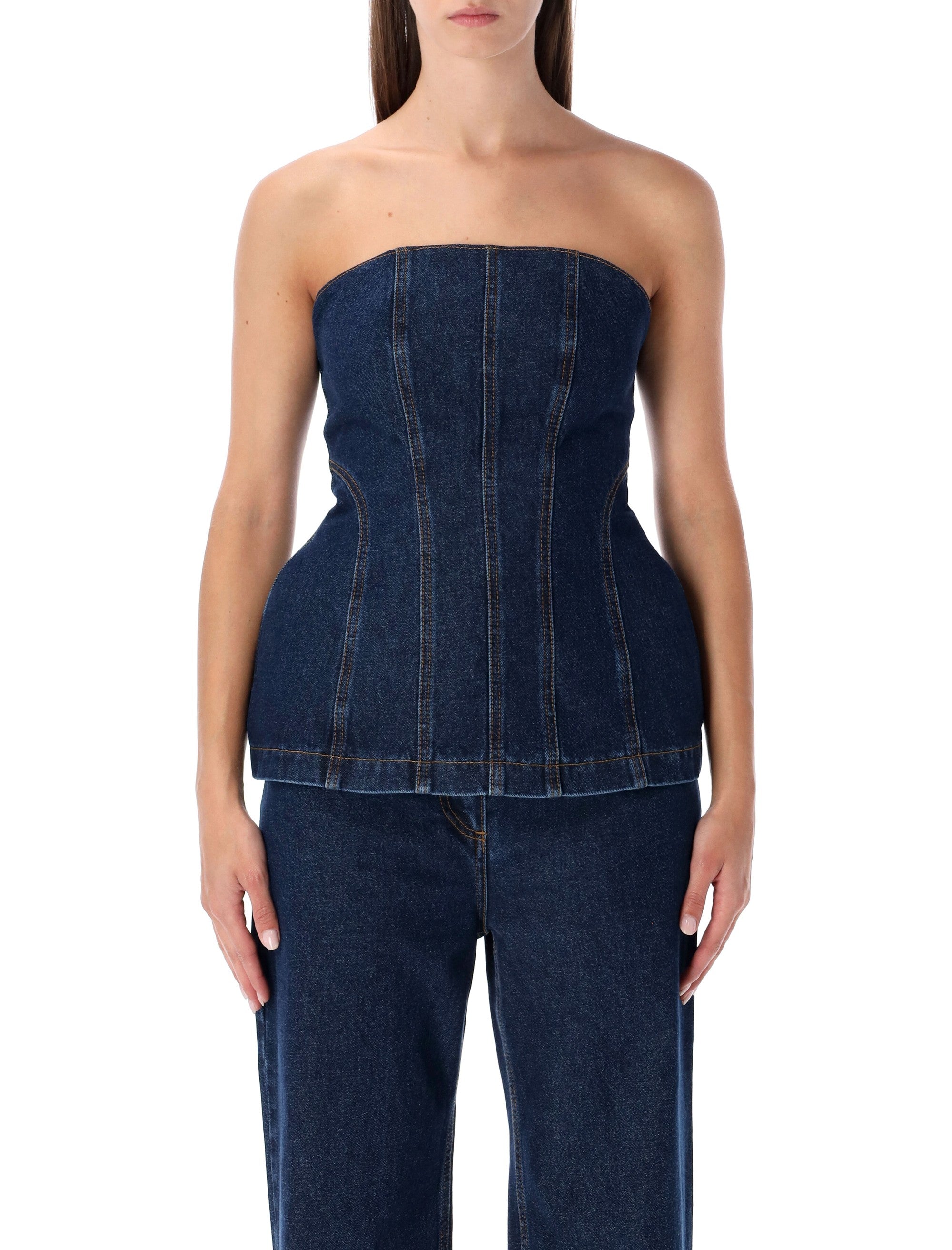 Strapless Denim Corset Top