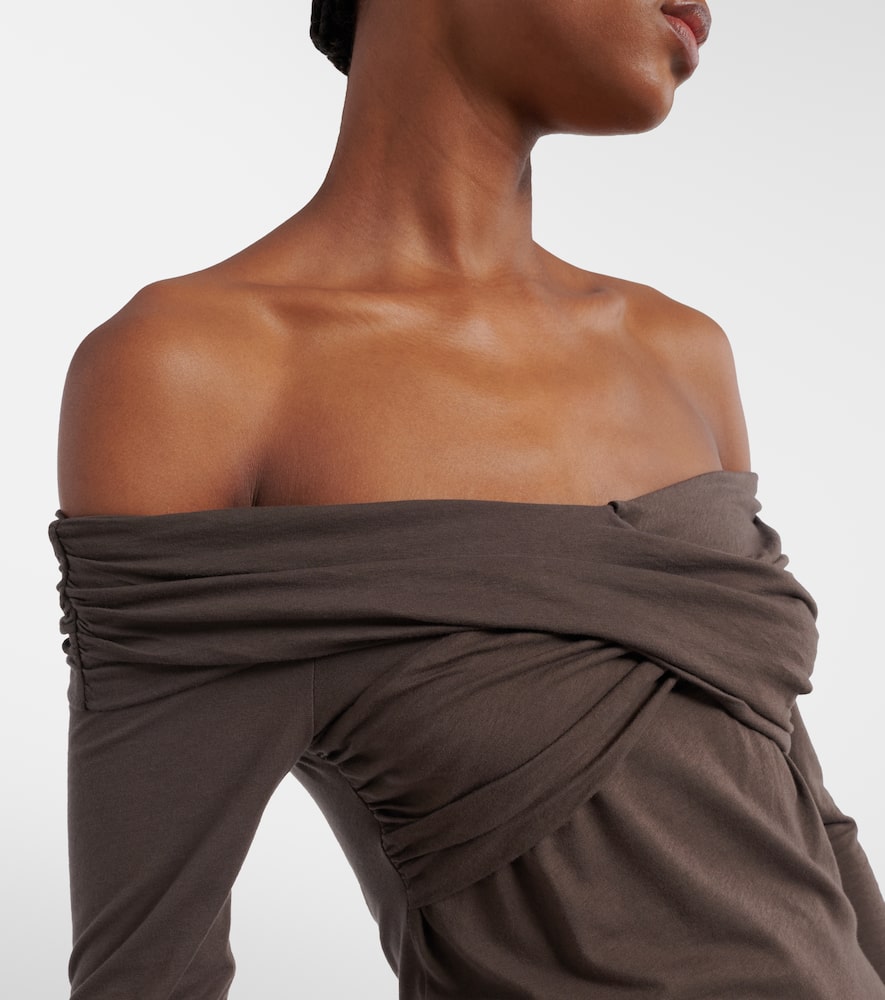 Clarissa off-shoulder cotton-blend top