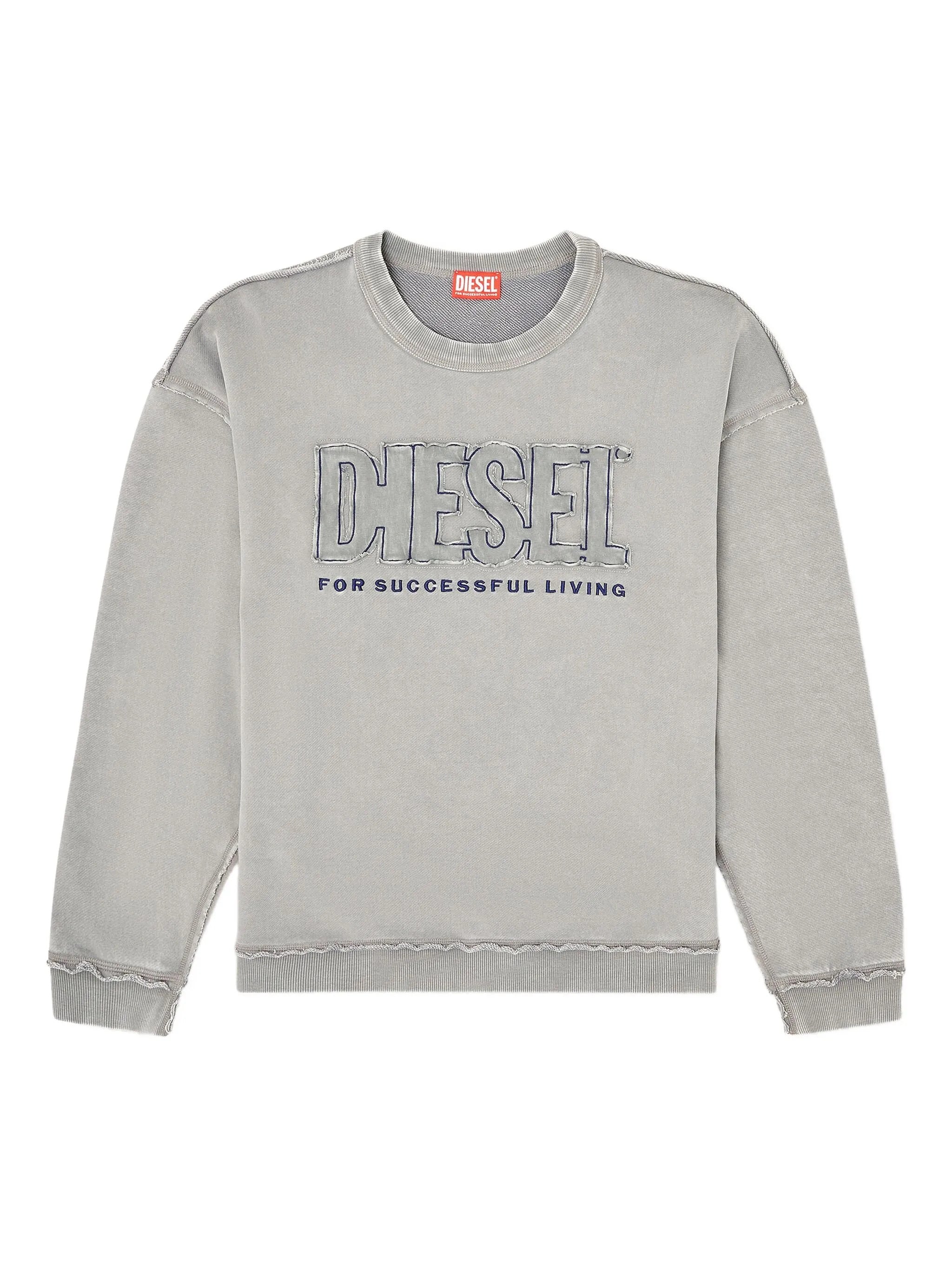 Relaxed Fit Crew Neck Sweatshirt with Appliqué and Embroidered Details
