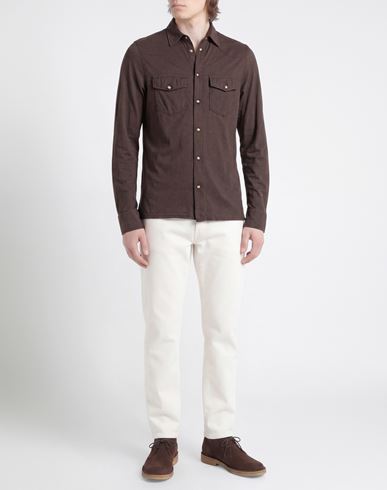 Man Shirt Brown Size 38 Cotton