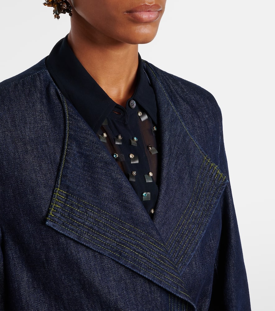 Denim wrap coat