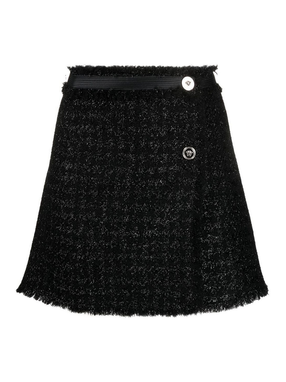 Vichy tweed wrap mini skirt