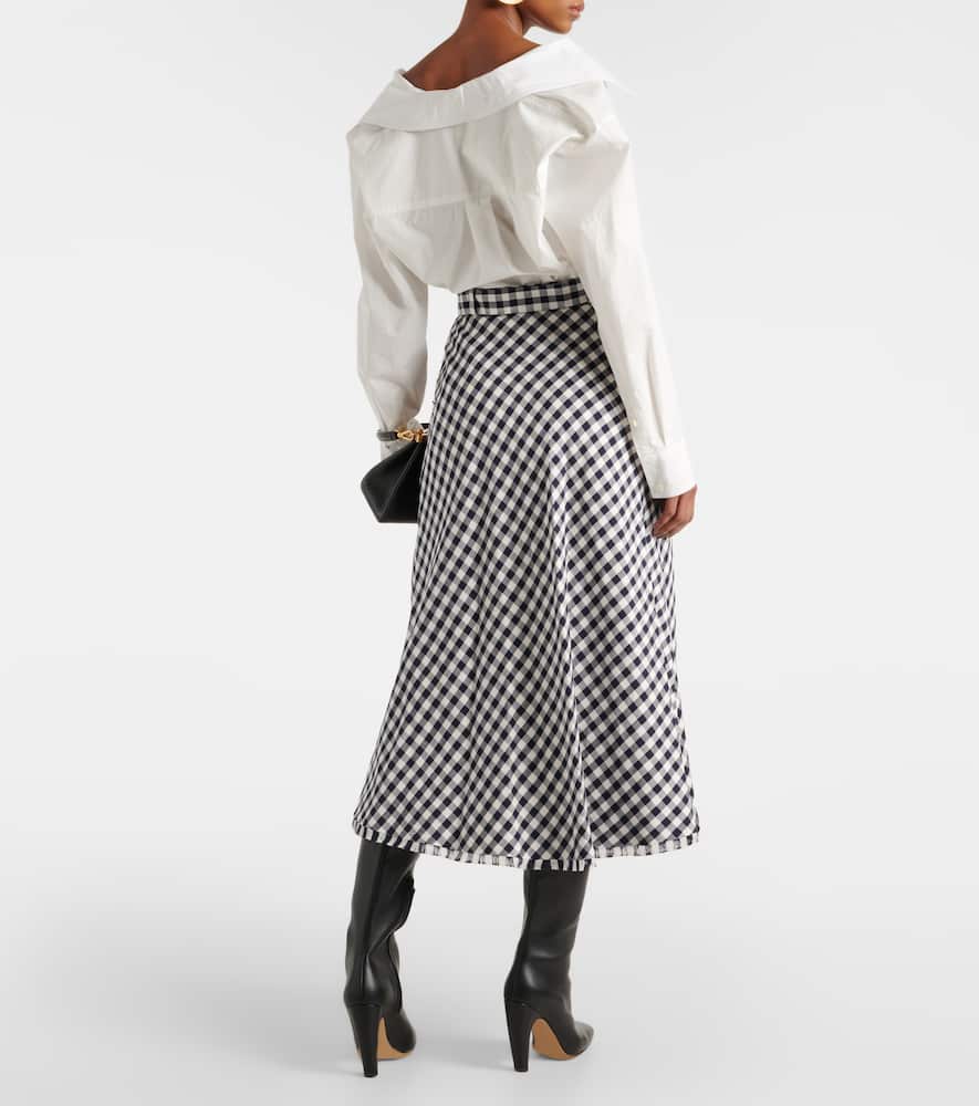 Gingham jacquard midi skirt
