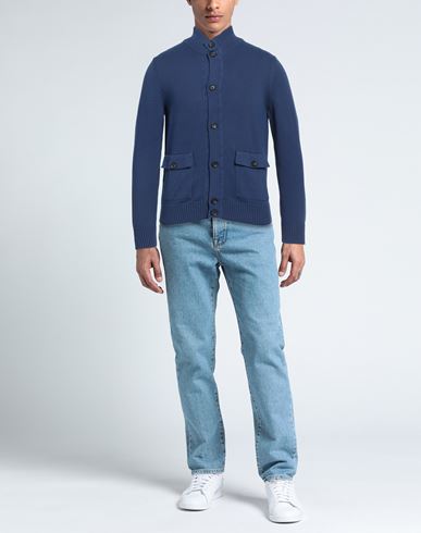 Man Cardigan Navy Size 42 Cotton