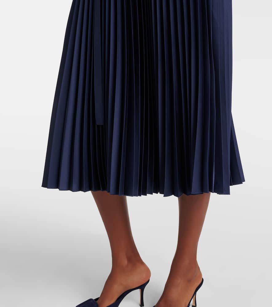 Volta plissé belted crêpe midi dress