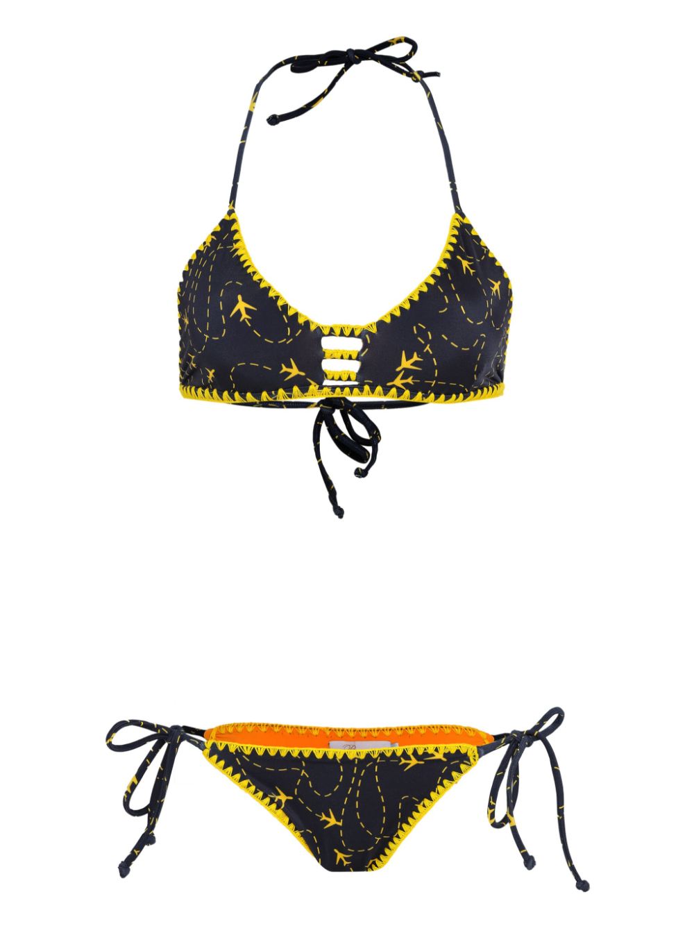 Airplane-print bikini - Blue