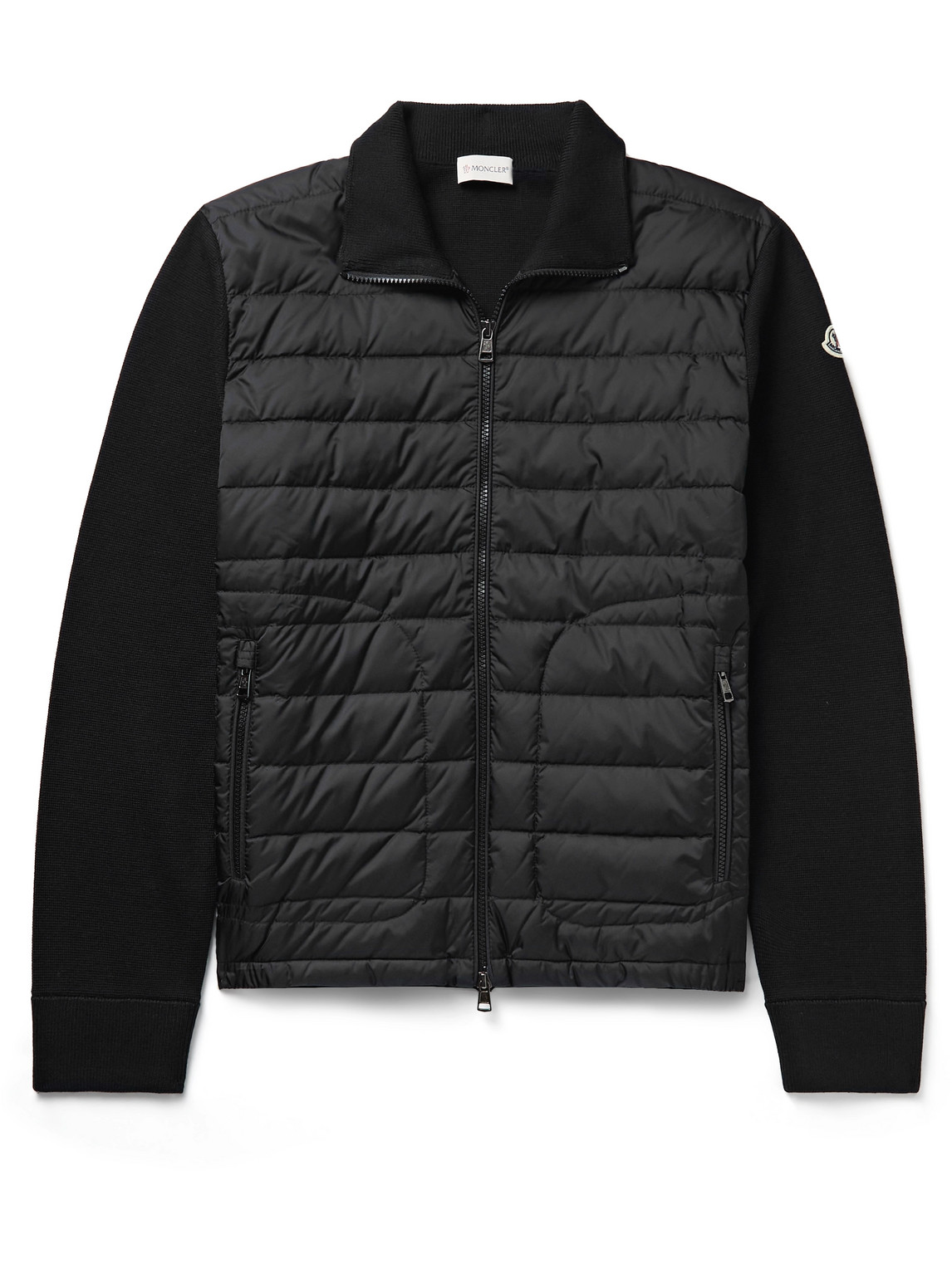 Slim-Fit Panelled Wool-Blend and Quilted Shell Down Zip-Up Cardigan
