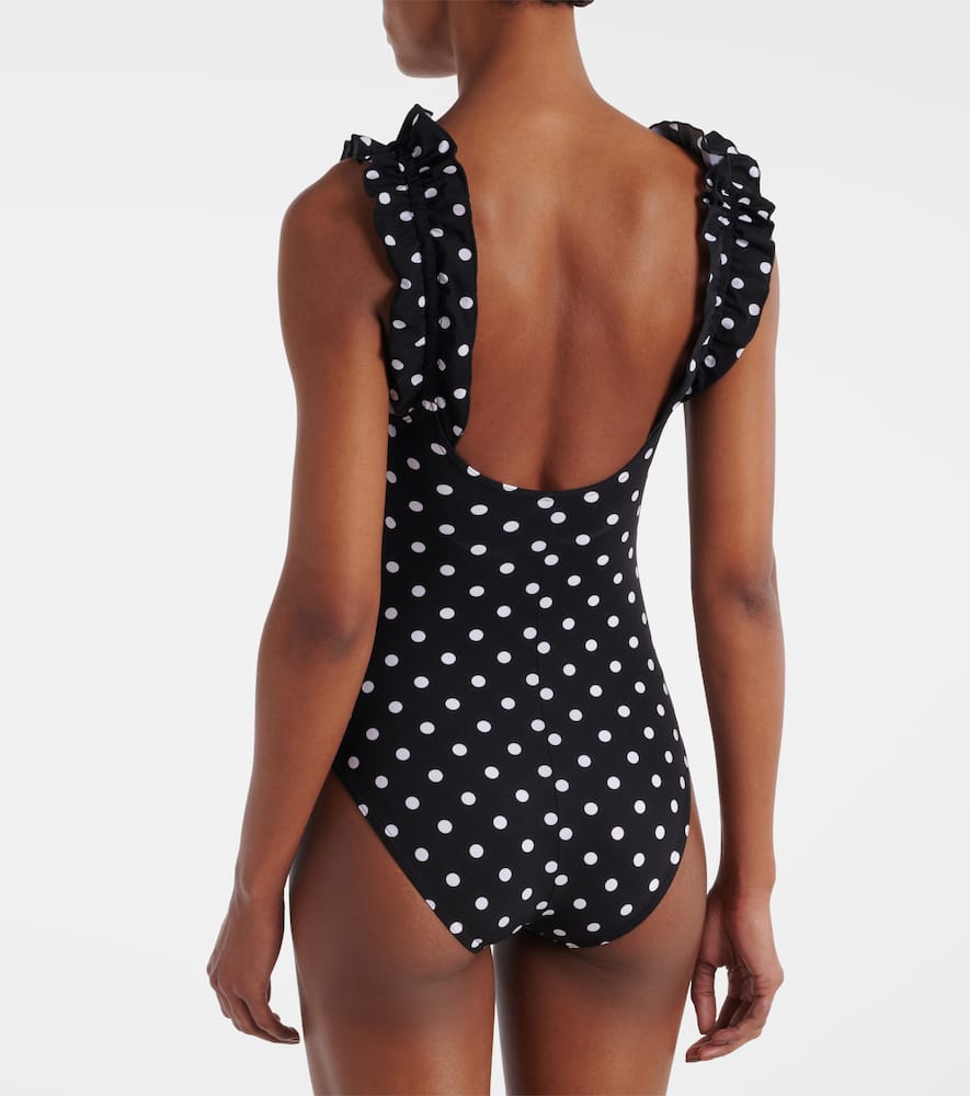 Polka-dot ruffled swimsuit