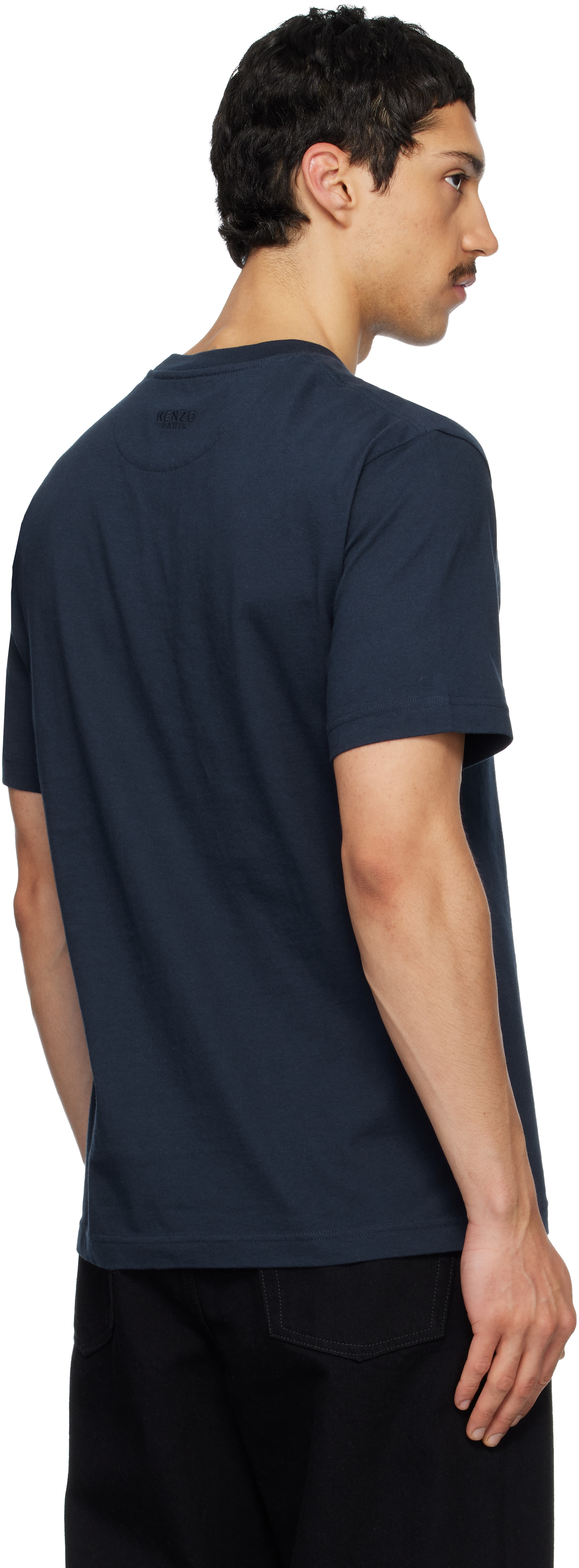 Navy Paris 'Boke Flower' Embroidered T-shirt